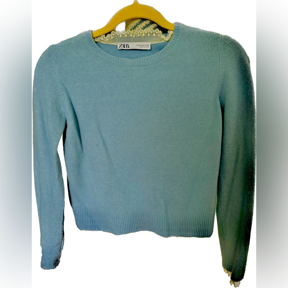 Used Zara Sweater in Baby Blue color